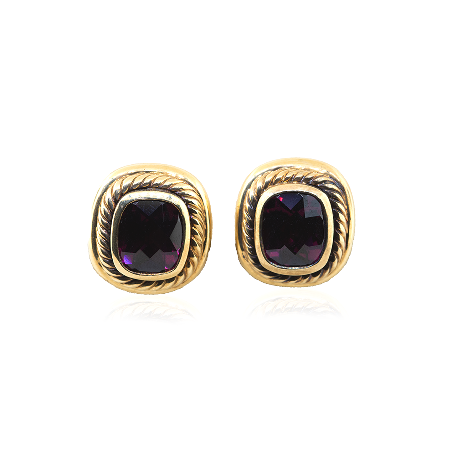 David Yurman Garnet Earrings 18KY