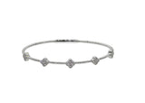 Diamond Bangle Bracelet w/ 5 Diamond Clovers