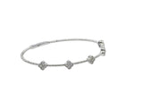 Diamond Bangle Bracelet w/ 5 Diamond Clovers