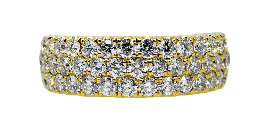 14KY 3-Row Diamond Band