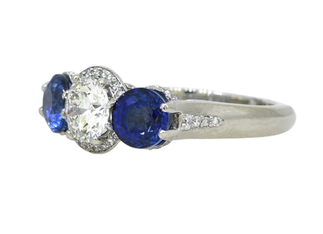 Platinum Lab Grown Diamond and Nigerian Sapphire Ring
