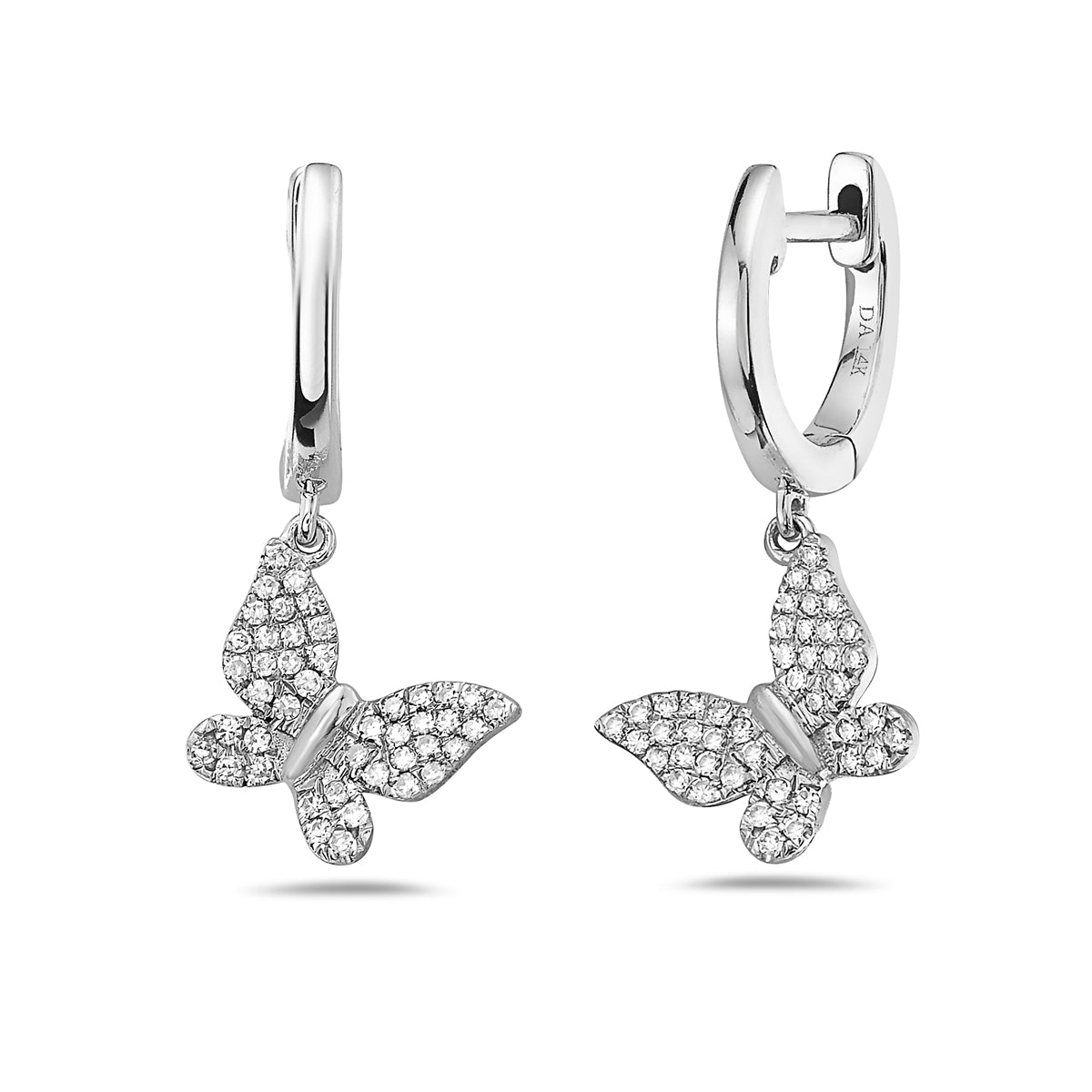 14KW Diamond Dangle Butterfly Earrings