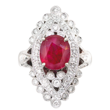 18K WHITE GOLD RUBY & DIAMOND RING
