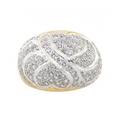 18KYW 11.60 gm. Pave Diamond Heart  Pattern Dome Ring