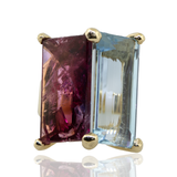 14KY 25.80 gm. Blue Topaz & Pink. Tourmaline Ring