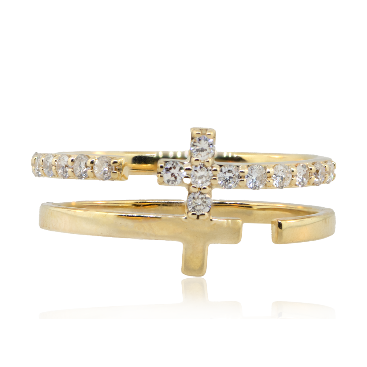 14KY 2.80 gm. Diamond Cross Ring