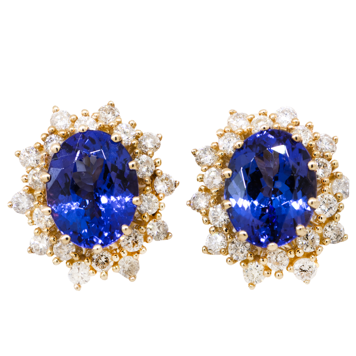 14KY 5.40gm Tanzanite & Diamond Stud Earrings
