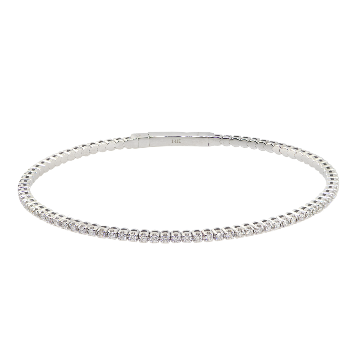 14KW 5.90 gm. Flexible Diamond Bangle Bracelet DIRBC 79=0.75ct