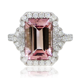 18KW Pink Tourmaline & Diamond Ring