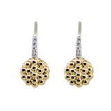 14KM 3.20 gm. Beaded Ball & Diamond Leverback Earrings DIRBC 10=0.06ct