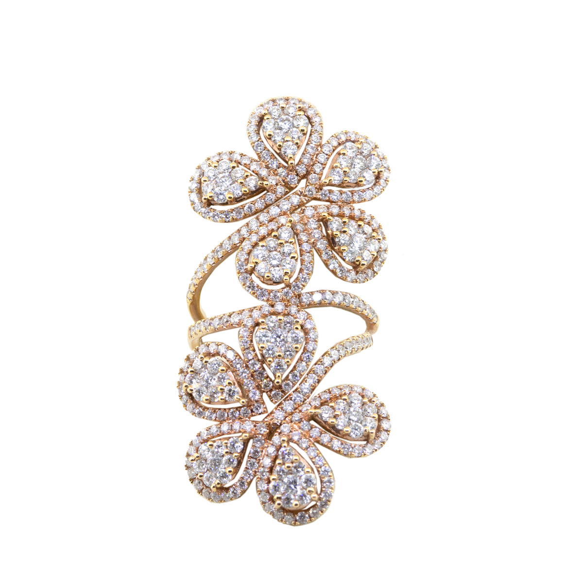 18K Rose Gold Diamond Flower Ring