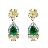 18K Diam & Emerald Dangle Earrings