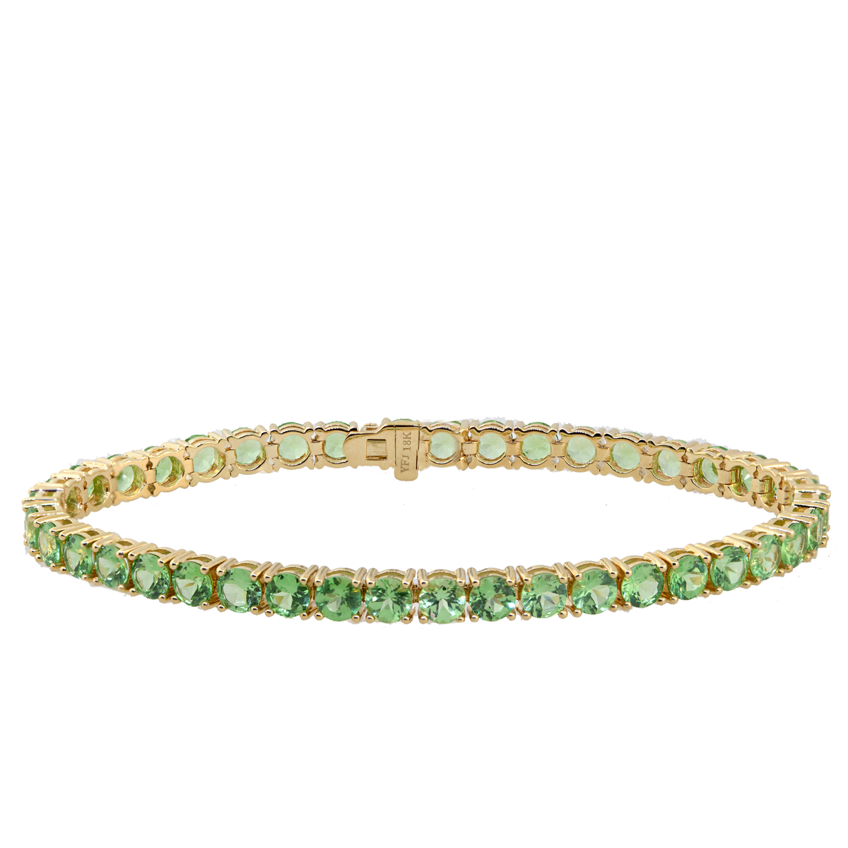 18KY 13.80 gm. Tsavorite Tennis Bracelet
