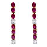 18KR 6.38 gm. Ruby & Diamond Drop Down Earrings
