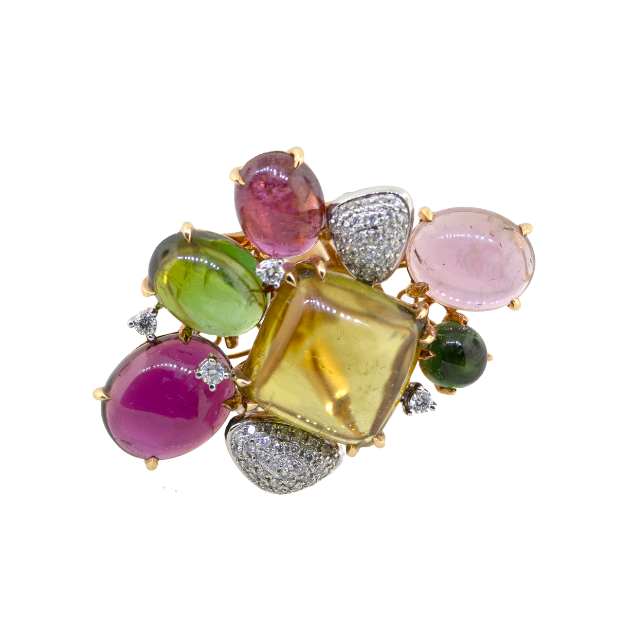 18K Rose Gold Ring Diamond & Tourmaline