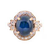14KY 6.40 gm. Star Sapphire & Diam DI RBC 22=0.42ct STAR SAP 1=8.14ct