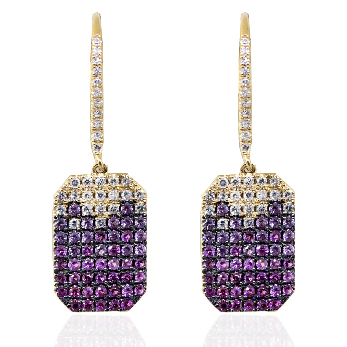14KY 2.90 gm. Pink Sapphire & Diamond Dangle Earrings
