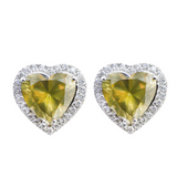 14KW Natural Greenish Brown Diamond Heart Earrings