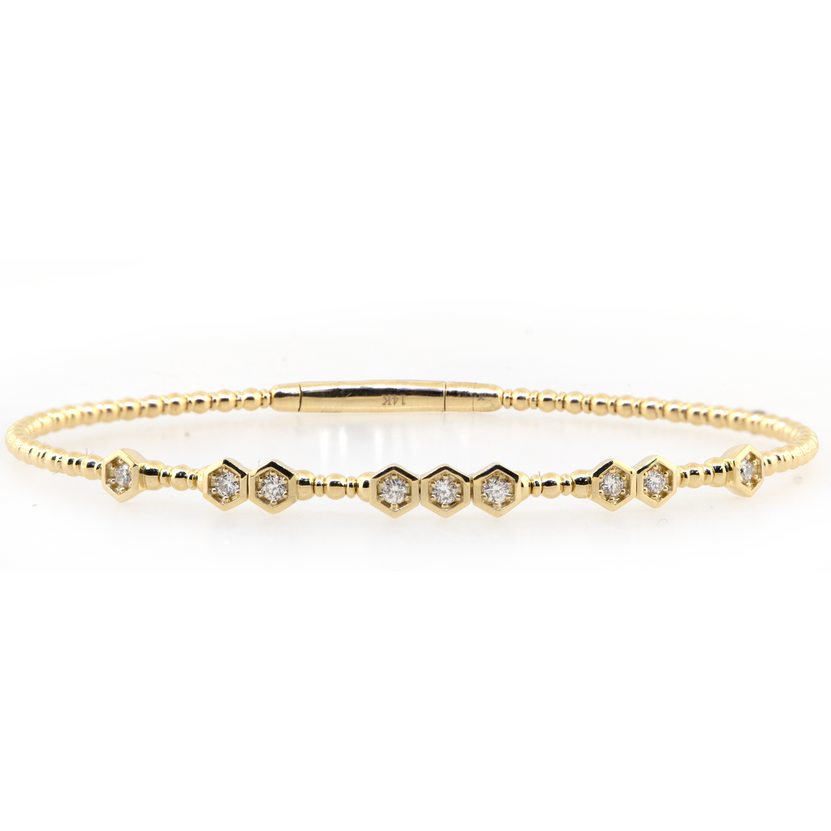 14KY 5.50 gm. Flexible Diamond Bangle Bracelet