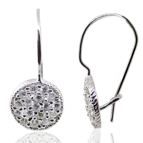 14KW 2.00 gm. Diamond Disk Dangle Earrings