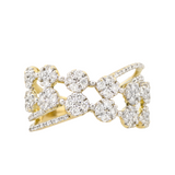 18KY 5.40 gm. Fancy Diamond Criss-Cross Band