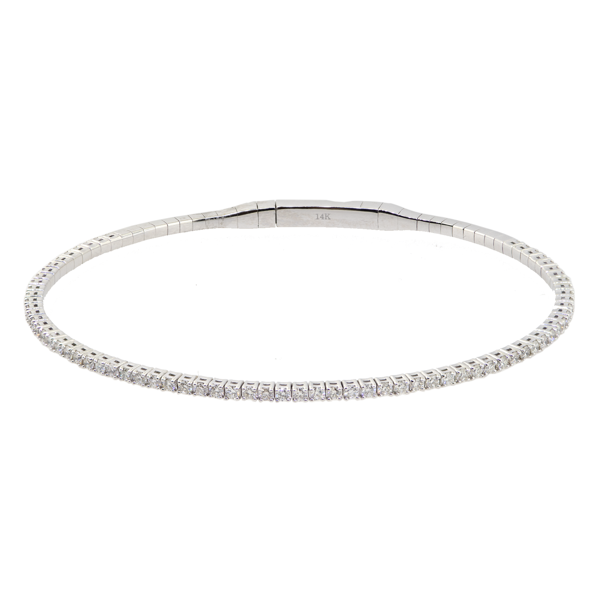 14KW 5.90 gm. Flexible Diamond Bangle Bracelet DI RBC 70=1.00ct