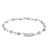 14KW 6.00 gm. Fancy Link Bracelet w/ 1 Pave Diamond Link