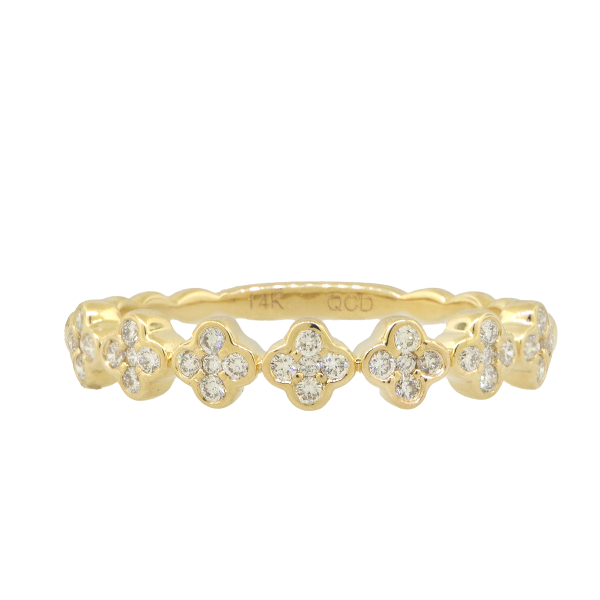 14KY 1.60 gm. Band w/ Diamond Clovers