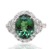 18K WHITE GOLD TOURMALINE & DIAMOND RING