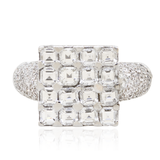 18KW 9.10 gm. Diamond "Ice Cube" Ring w/ Asscher Cut & Round Brilliant Diamond