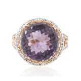 14KR 8.00 gm. Diamond & Amethyst Ring