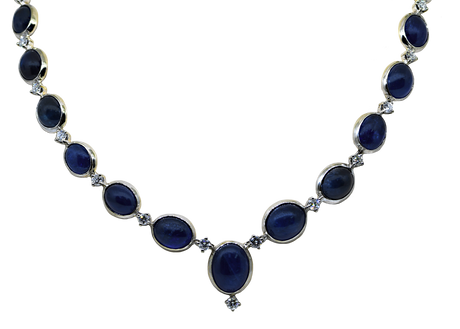 Sapphire Cabochon & Diamond Necklace
