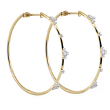 14KY 9.80 gm. Diamond Hoop Earrings 50-mm DIA RBC 28=0.50ct