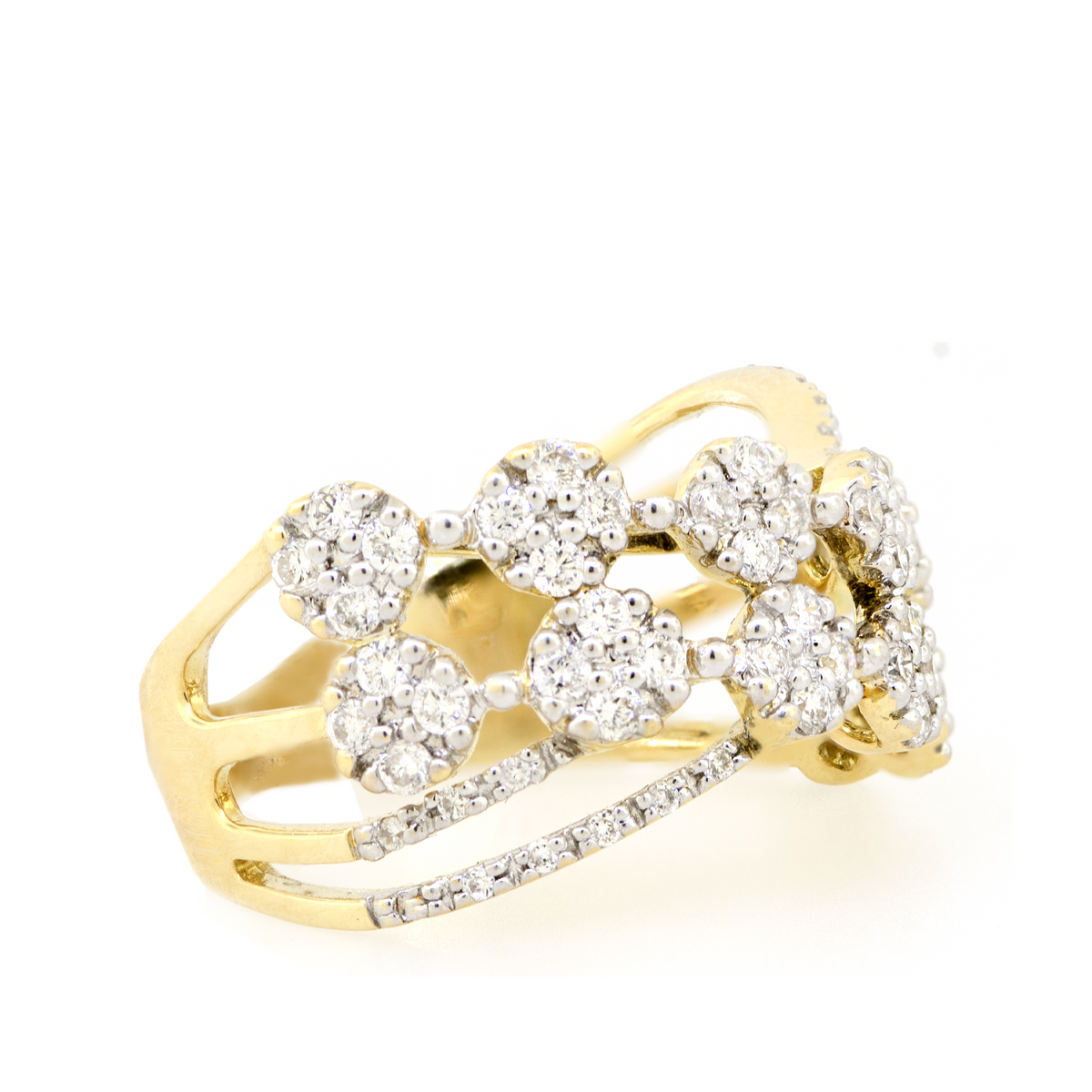 18KY 5.40 gm. Fancy Diamond Criss-Cross Band