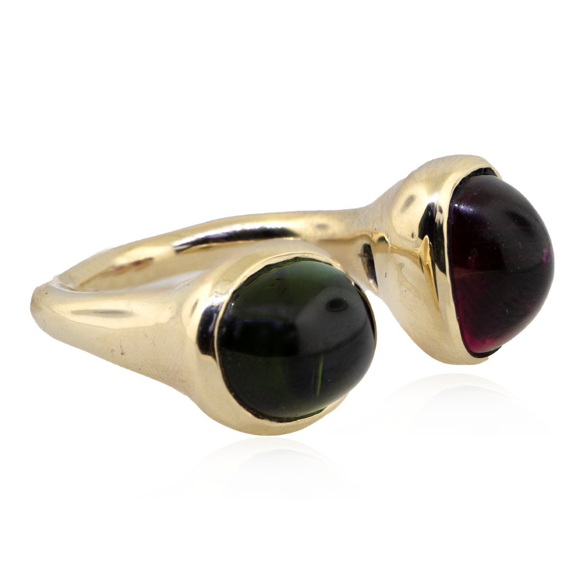 14KY 12.50 gm. Red & Green Tourmaline Ring