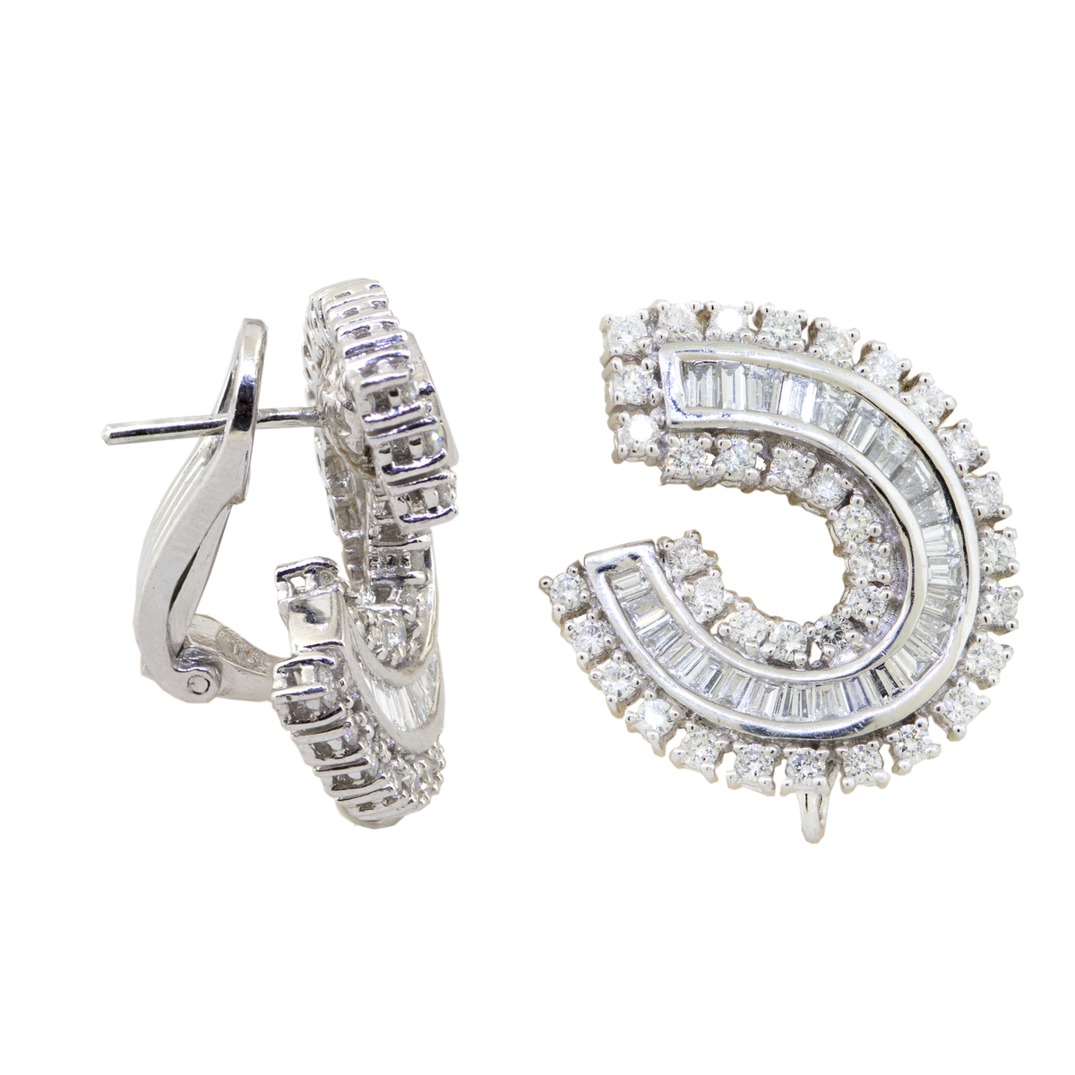 Platinum Curved Diamond Earrings