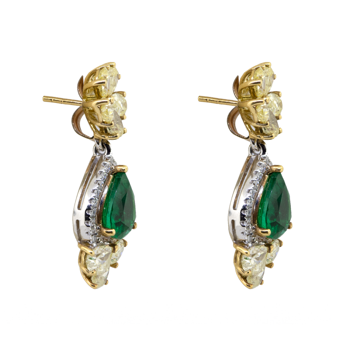 18K Diam & Emerald Dangle Earrings