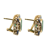 18KY 7.40 gm. Sapphire, Diamond, Emerald Earrings