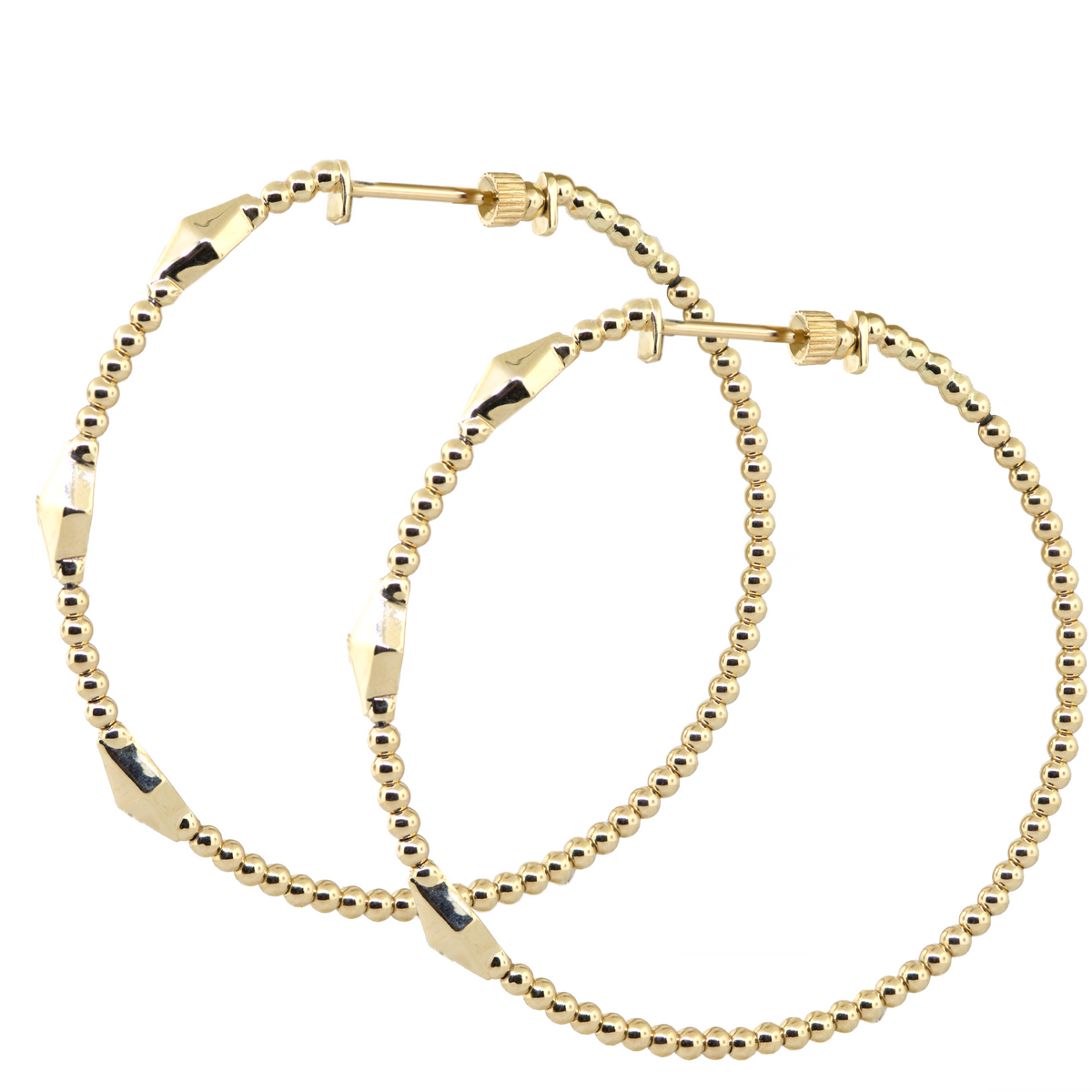 14KY 8.90 gm. Bujukan Hoop Pyramid Earrings - 50mm