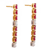 18KR 6.38 gm. Ruby & Diamond Drop Down Earrings