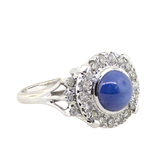 14KW 6.40 gm. Lindy Star Sapphire & Diamond Ring DIRBC 24=0.66ct*