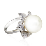 18K 13.5-mm South Sea Pearl Flower Ring w/ Diamonds