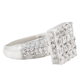 18KW 9.10 gm. Diamond "Ice Cube" Ring w/ Asscher Cut & Round Brilliant Diamond