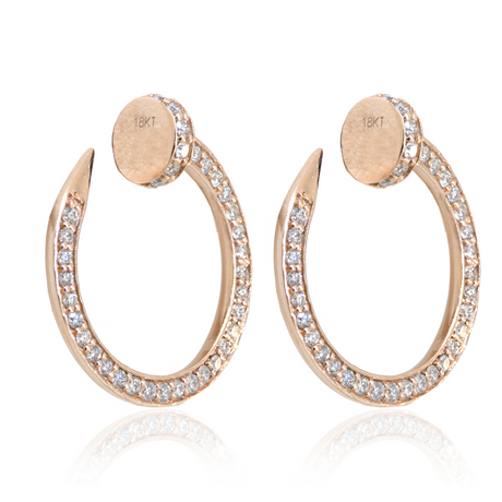 18KR Rose Gold Diamond Nail Earrings