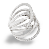 14K WHITE GOLD  FANCY DIAMOND CROSSOVER RING