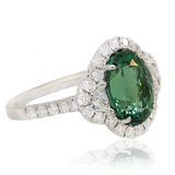18K WHITE GOLD TOURMALINE & DIAMOND RING