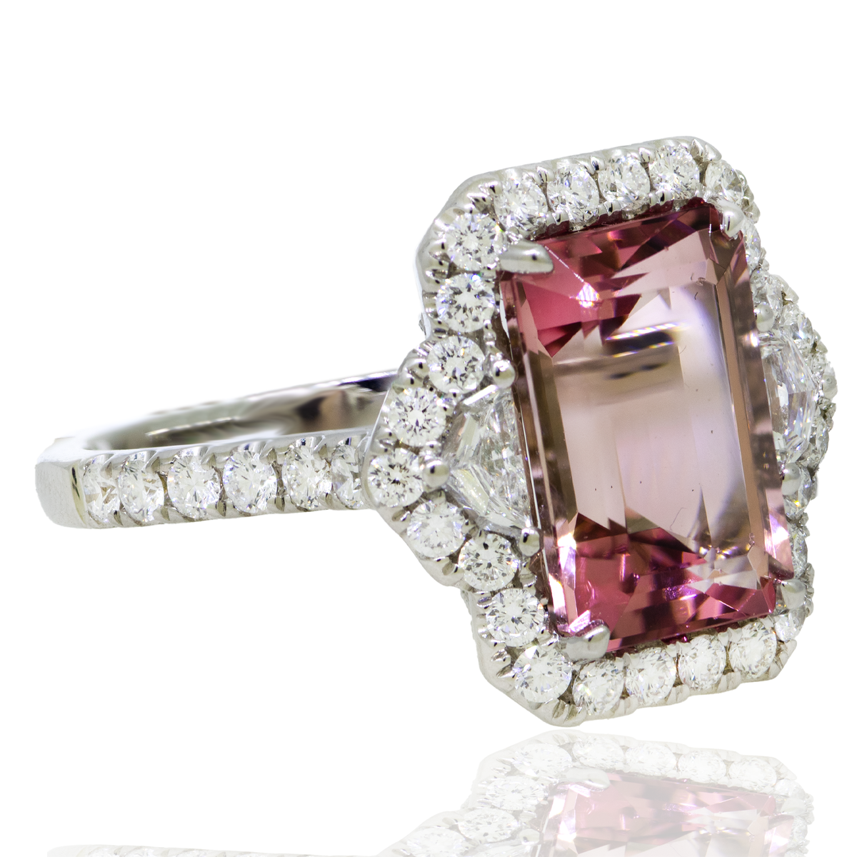 18KW Pink Tourmaline & Diamond Ring