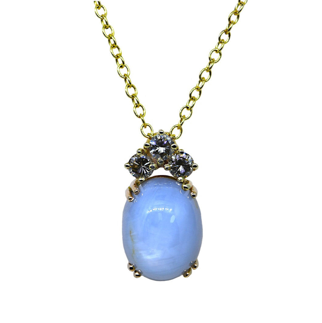Star Sapphire & Diamond Pendant
