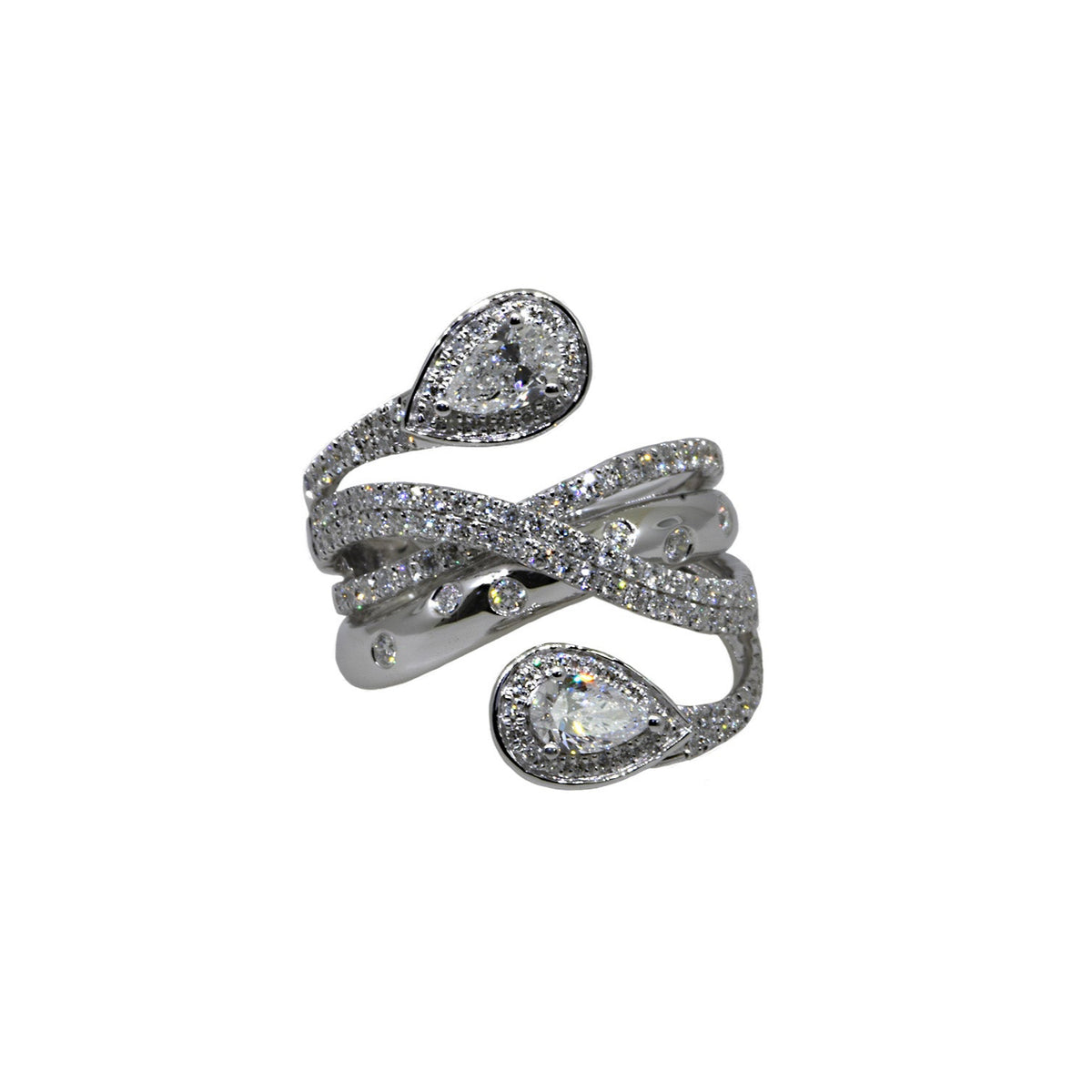Diamond Crossover Bypass Ring
