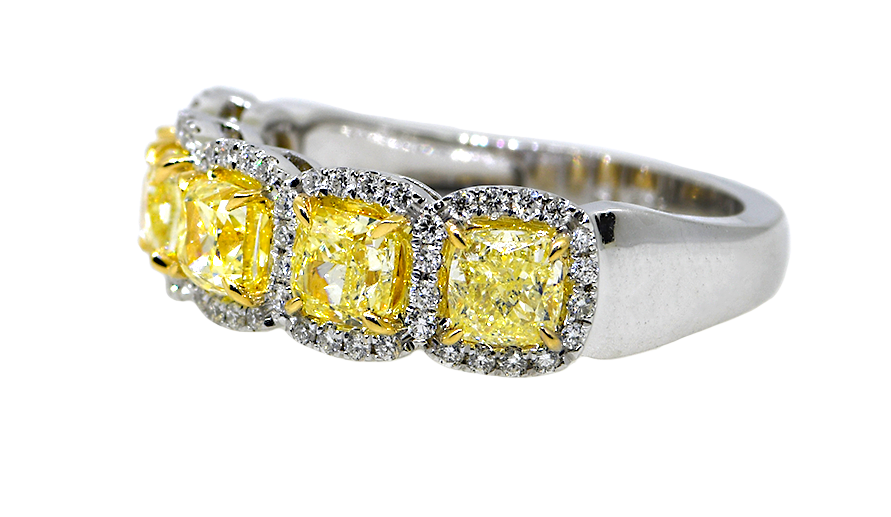 18KWY Fancy Yellow and White Diamond Ring